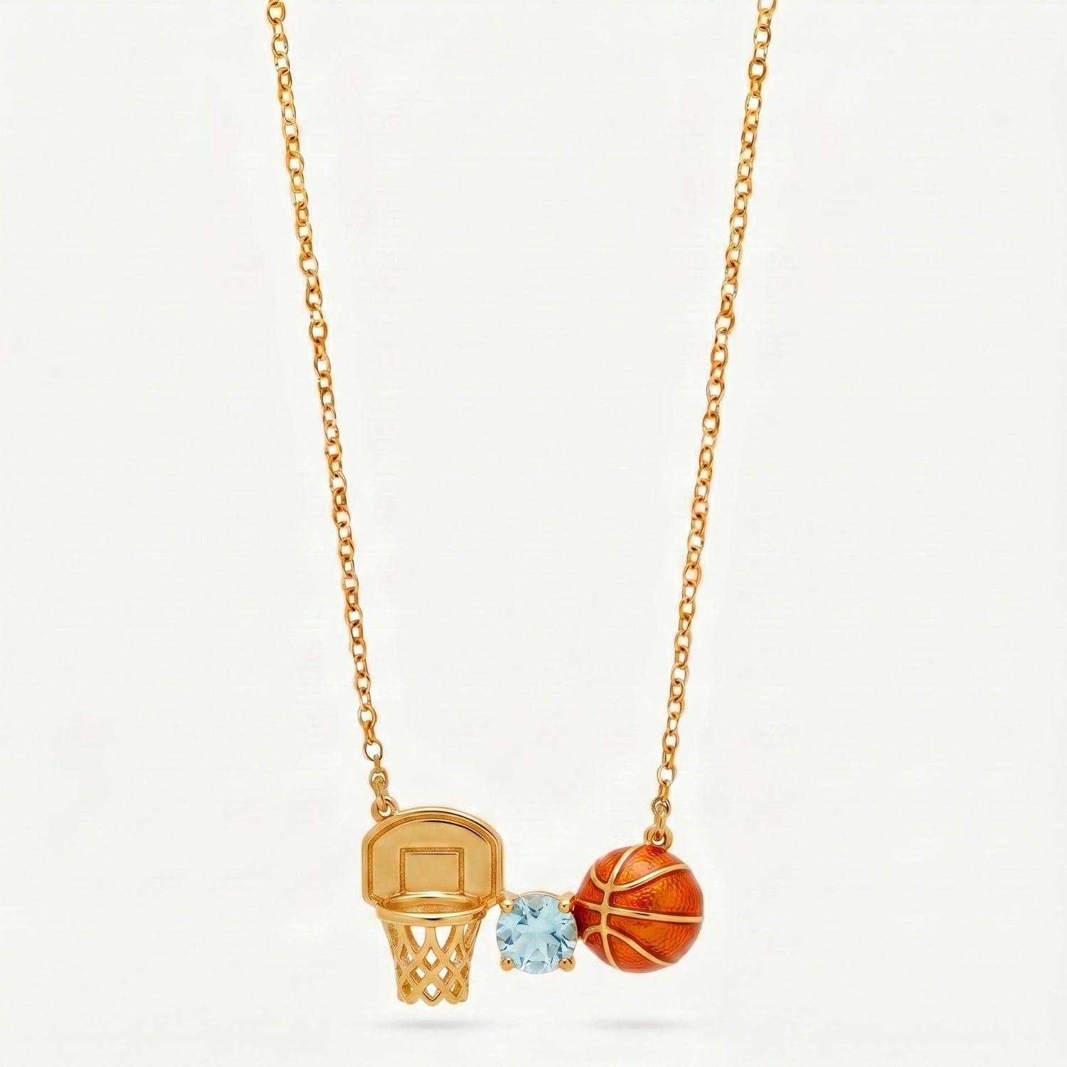 Gold Orange Basketball Charm Necklace JLTN2031