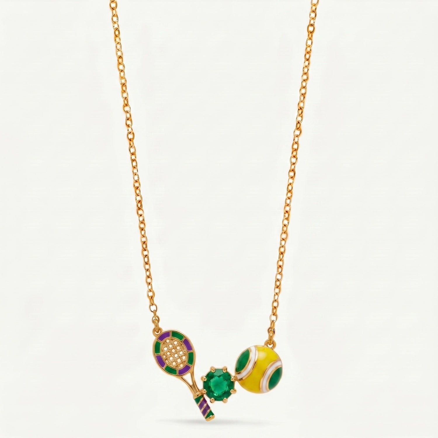 Gold Colorful Tennis Charm Necklace JLTN2033