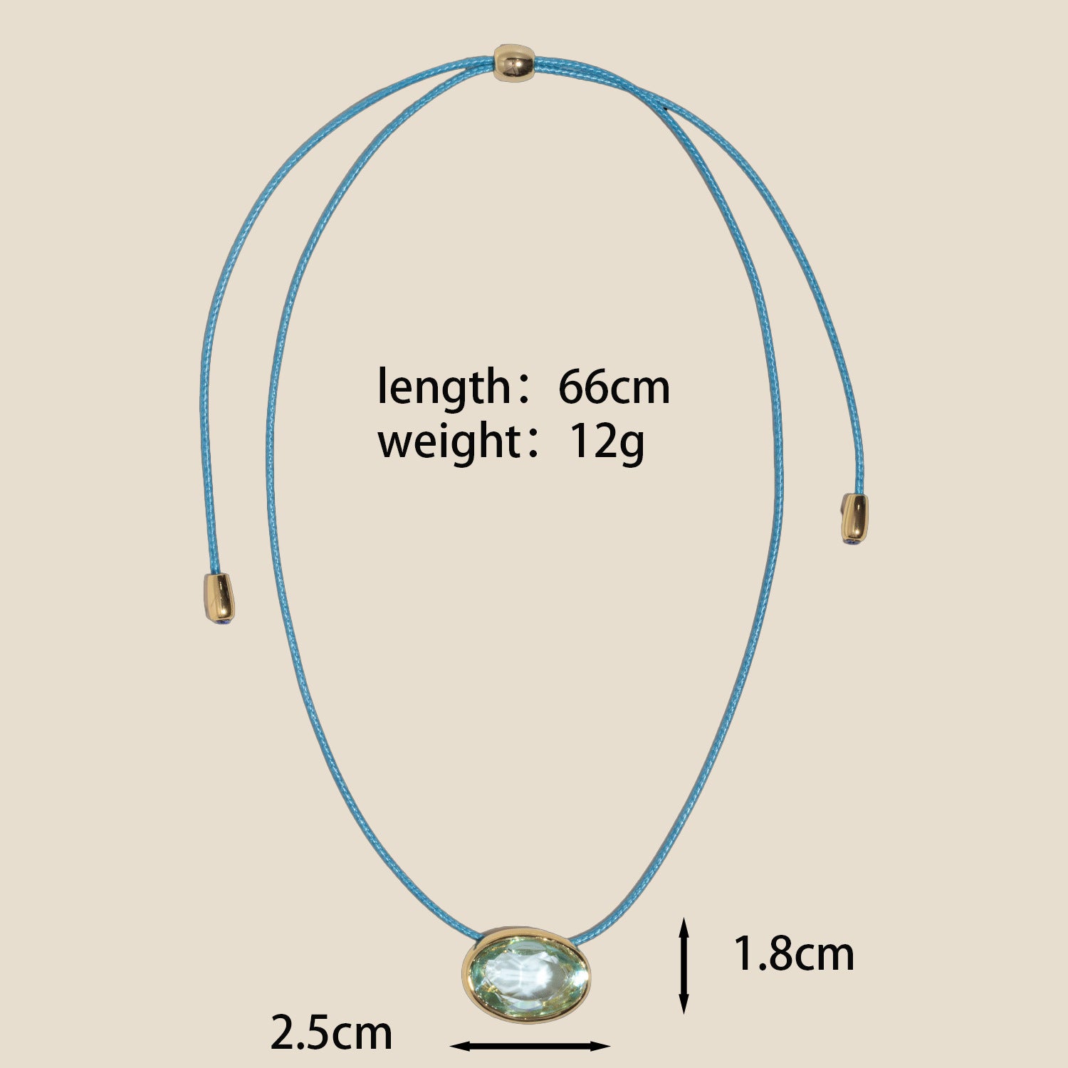 Blue Oval Crystal Boho Necklace JLTN2038