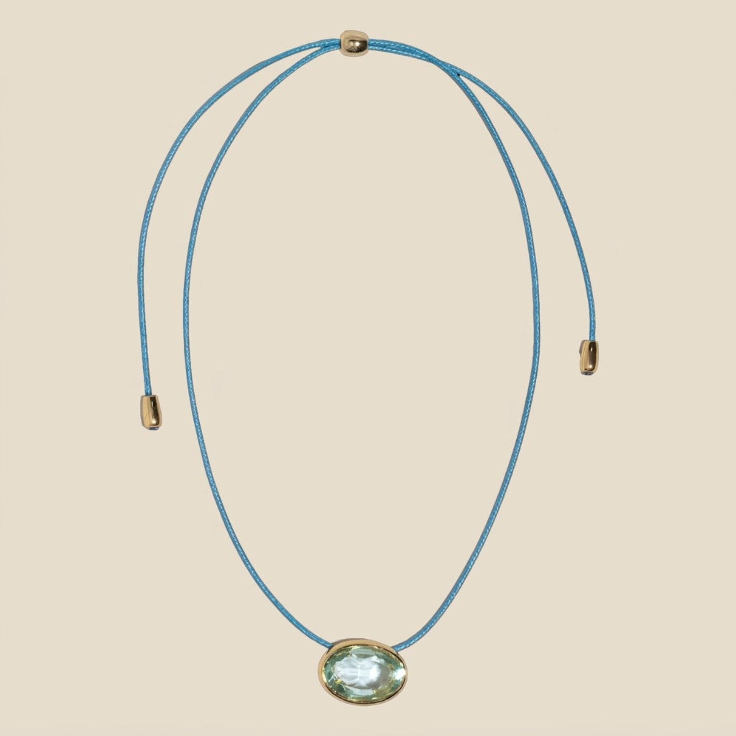 Blue Oval Crystal Boho Necklace JLTN2038
