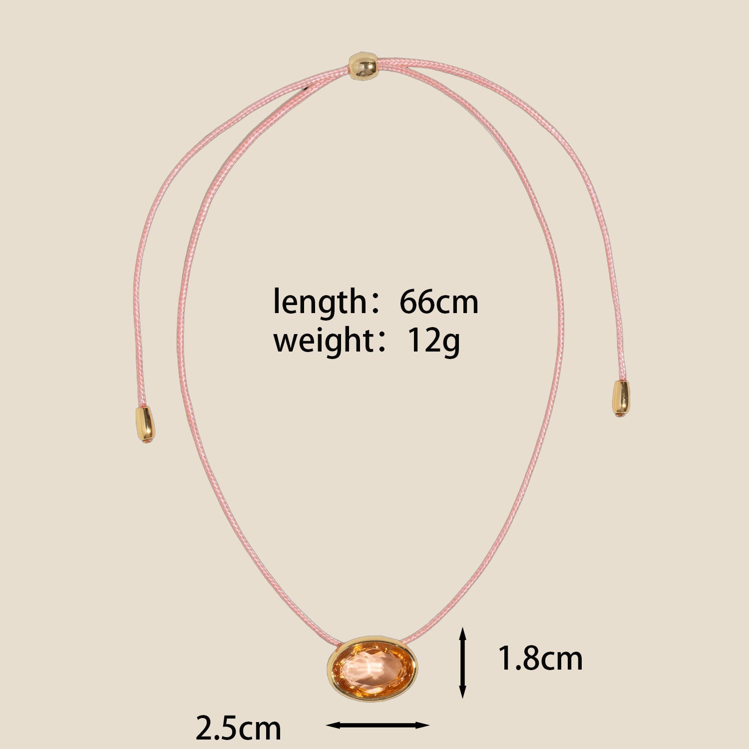 Pink Oval Crystal Boho Necklace JLTN2039