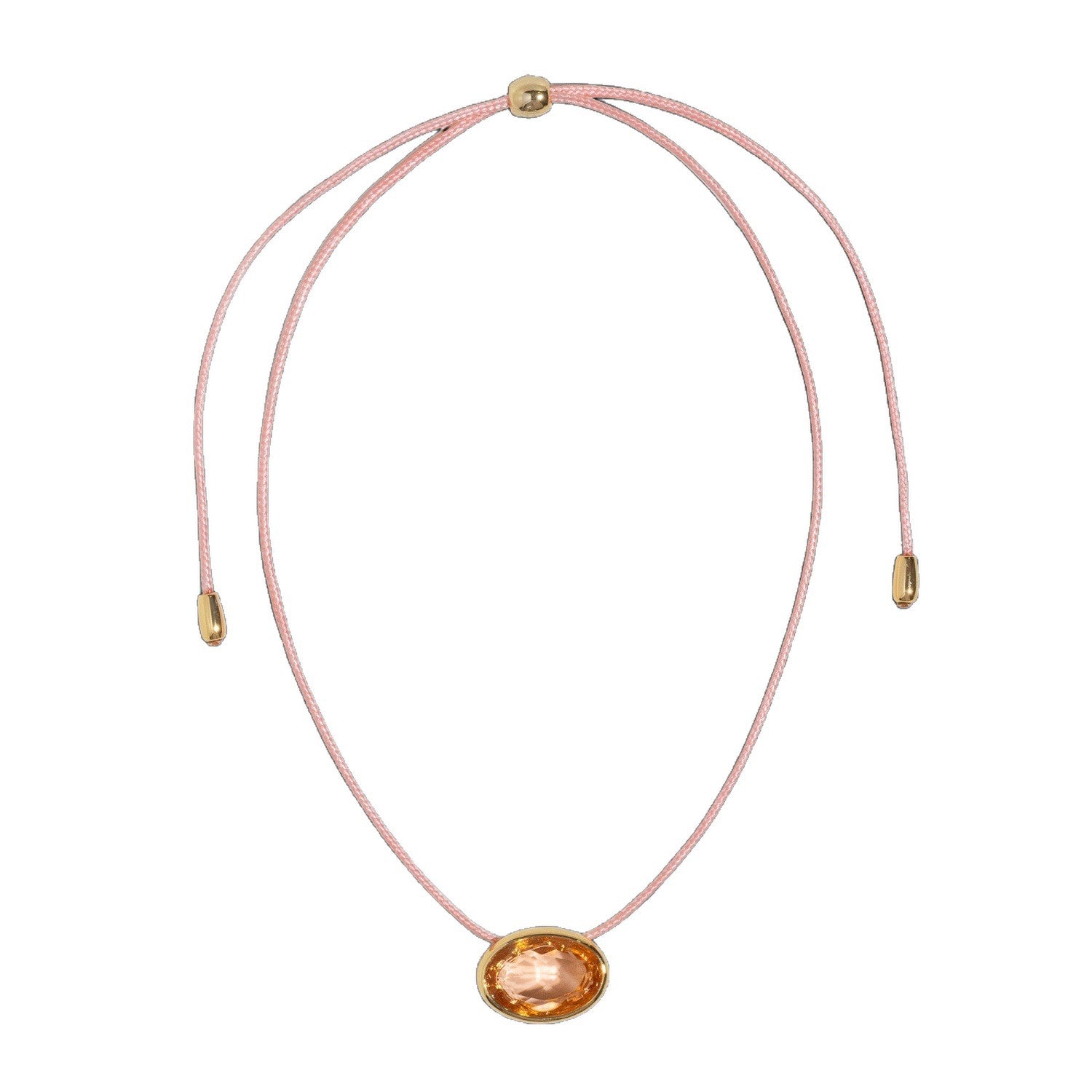 Pink Oval Crystal Boho Necklace JLTN2039