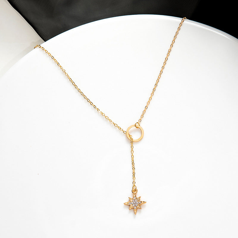 Golden Minimal Star Drop Necklace JLTN2043