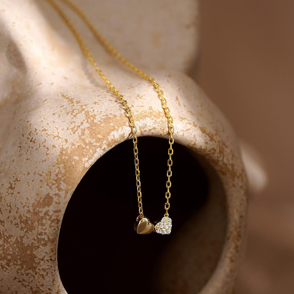 Gold Heart Crystal Layered Necklace JLTN2050
