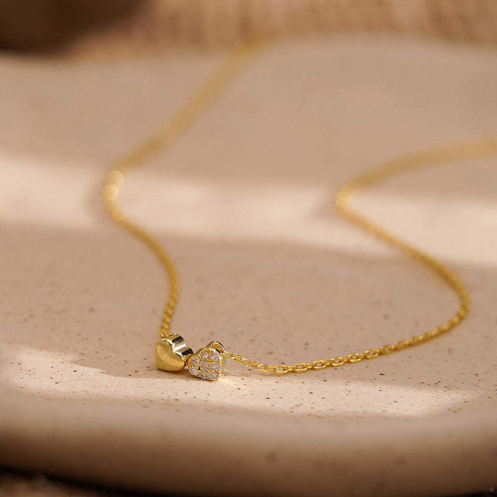 Gold Heart Crystal Layered Necklace JLTN2050