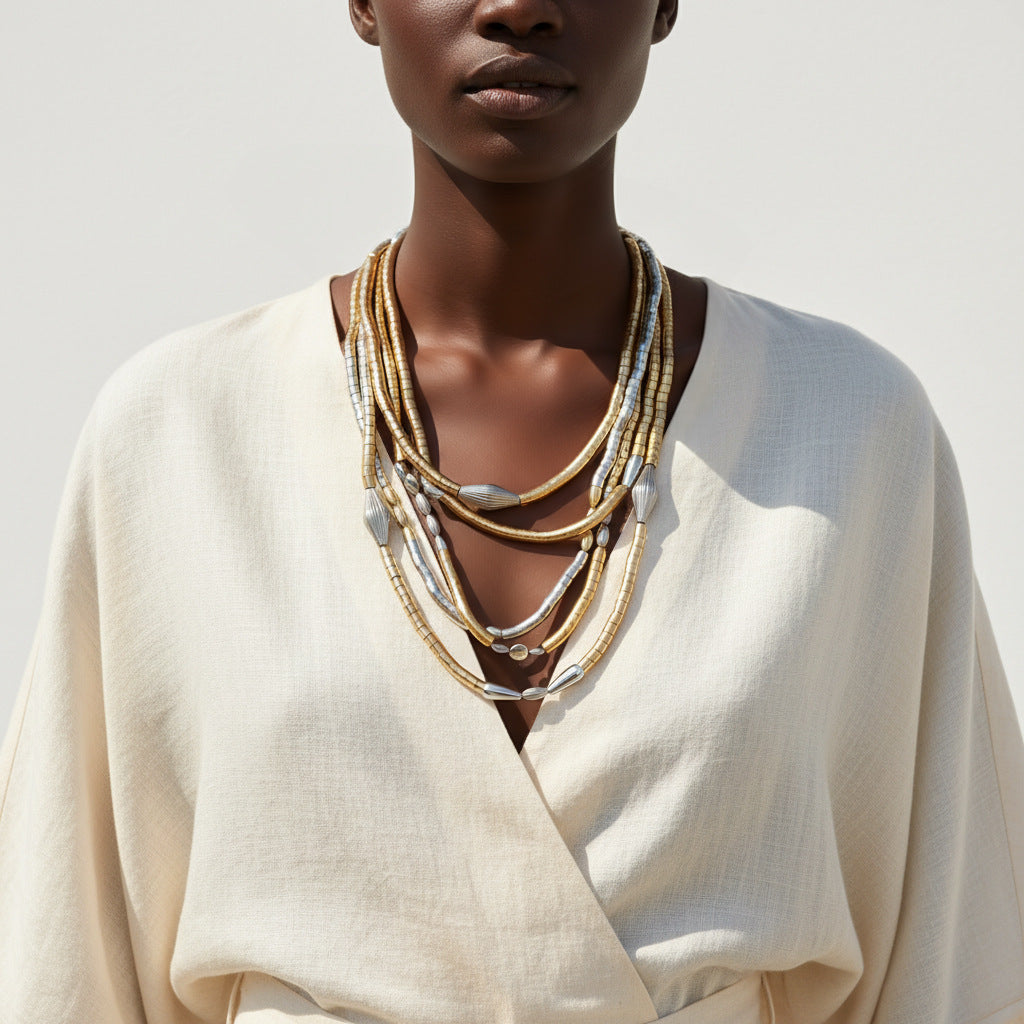 Gold Layered Chain Stack Necklace JLTN2051