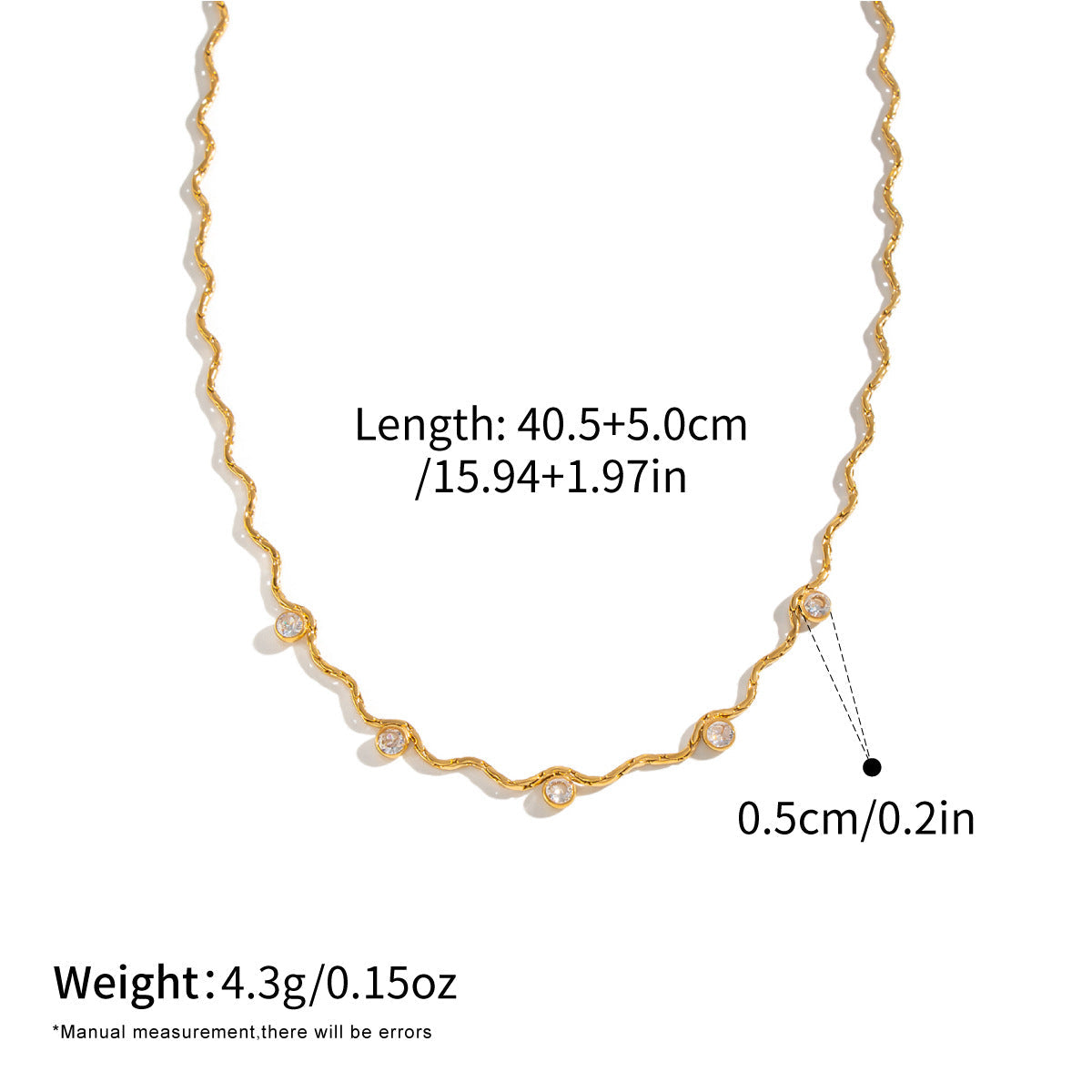 Gold Wavy Chain Minimal Necklace JLTN2056