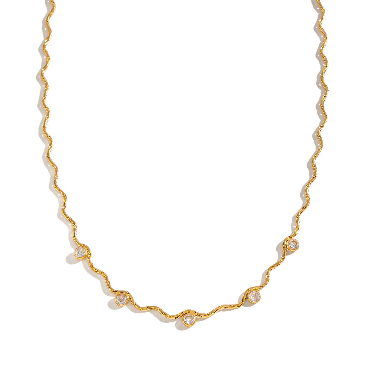Gold Wavy Chain Minimal Necklace JLTN2056