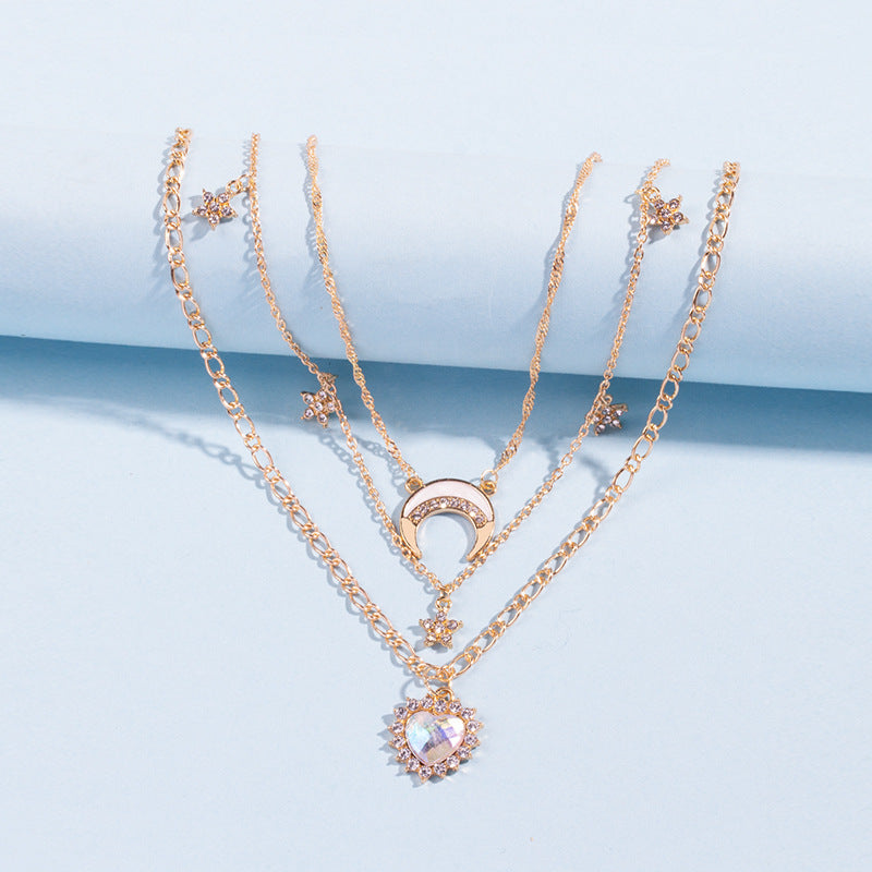 Gold Crystal Layered Necklace JLTN2060