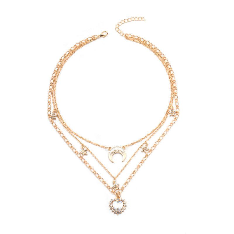 Gold Crystal Layered Necklace JLTN2060