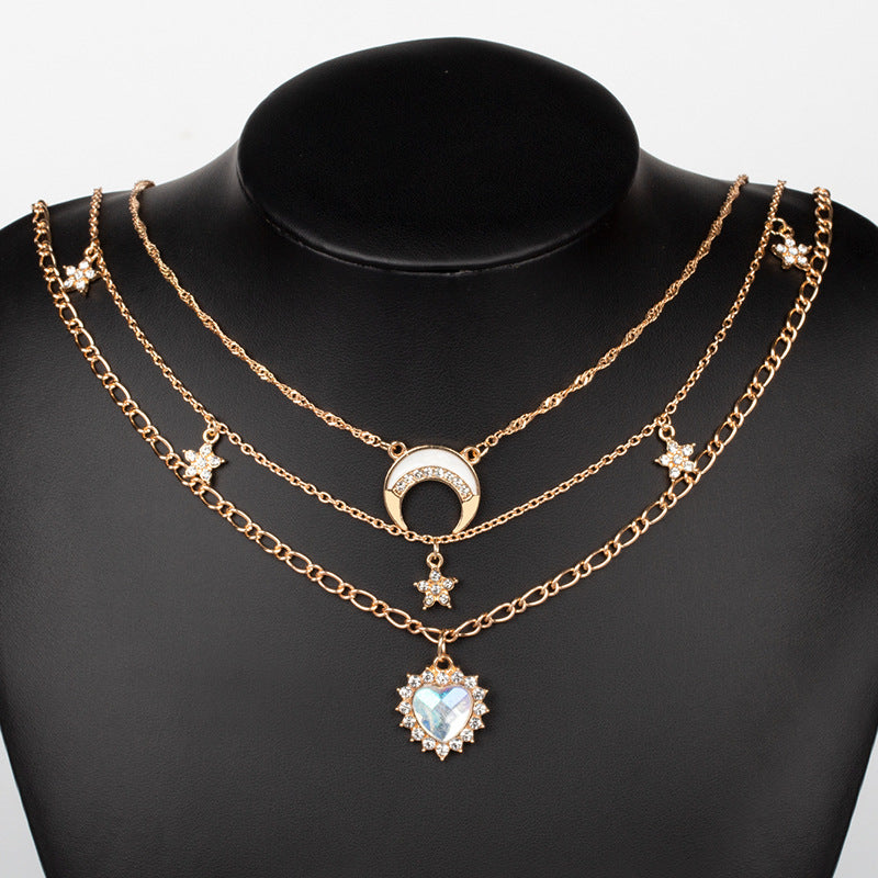 Gold Crystal Layered Necklace JLTN2060