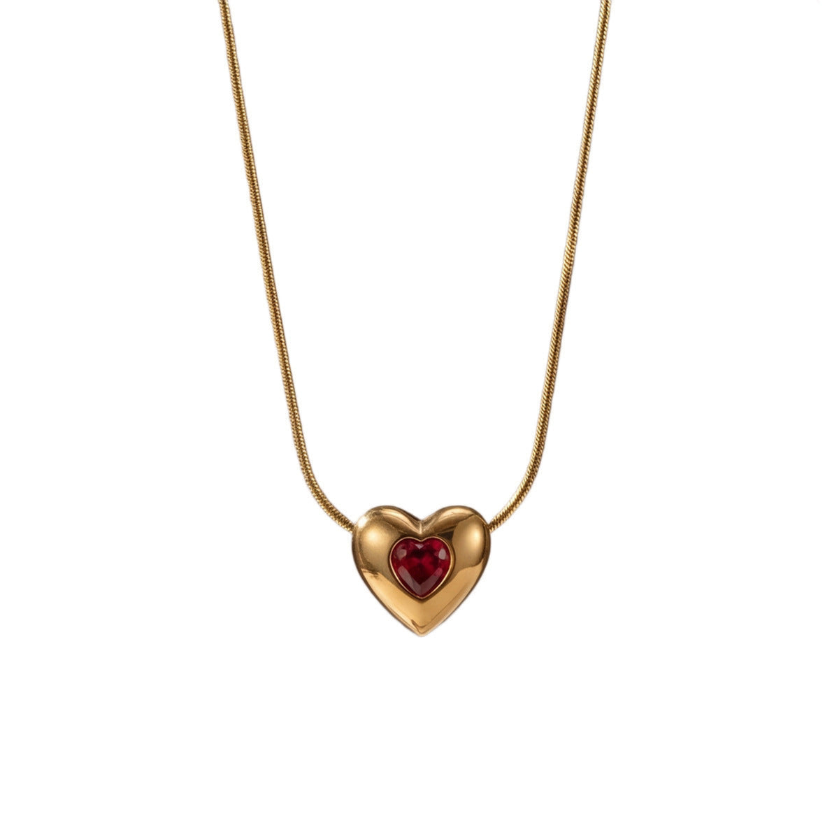Ruby Red Heart Pendant Necklace JLTN2083