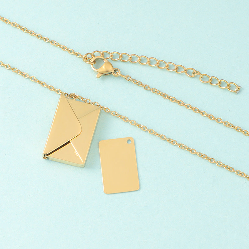 Personalized Envelope Pendant Chain – Hidden Message Card Pendant : jltne0011