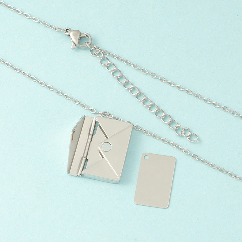 Personalized Envelope Pendant Chain – Hidden Message Card Pendant : jltne0011