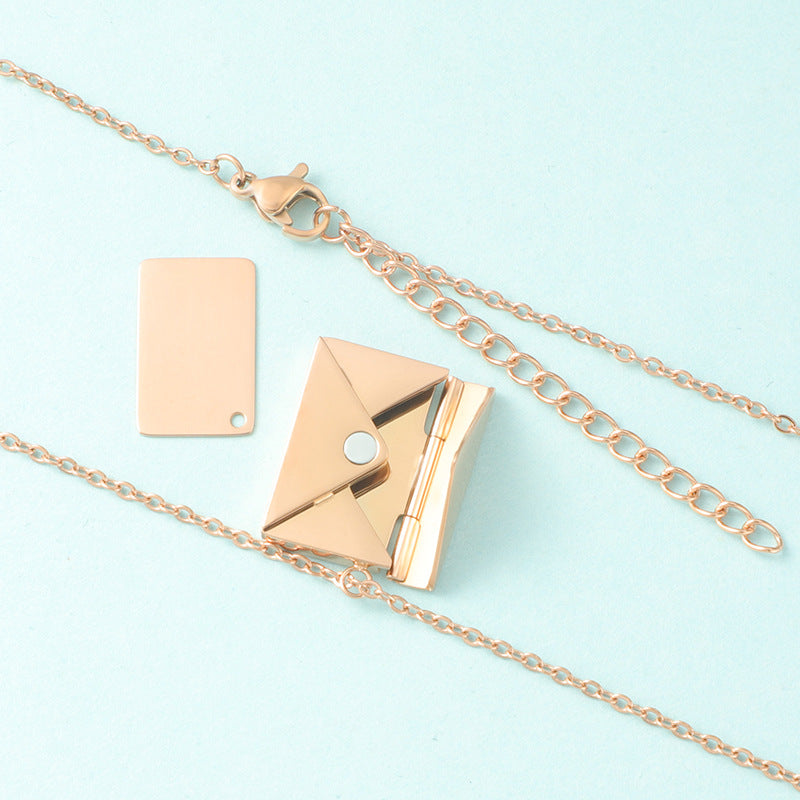 Personalized Envelope Pendant Chain – Hidden Message Card Pendant : jltne0011