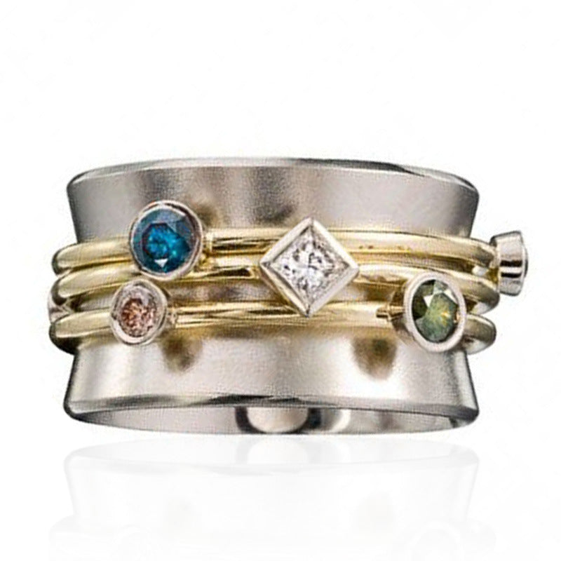 Contemporary Stacked Wire Band with Diamond-Cut Crystal Rings JLTR0425