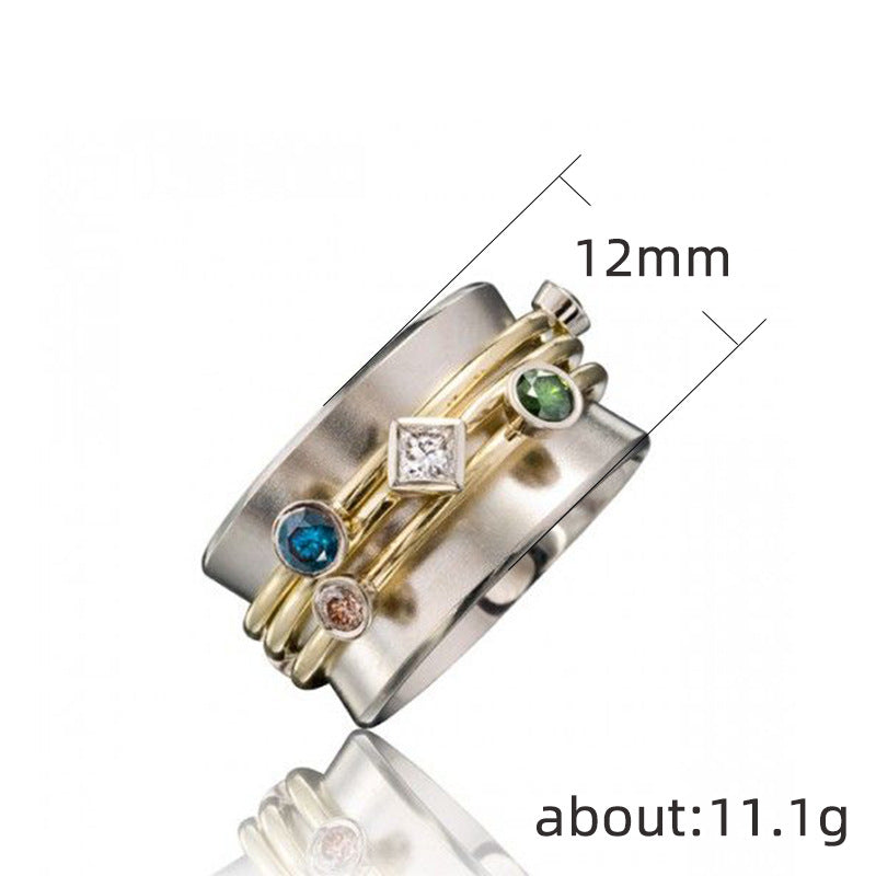 Contemporary Stacked Wire Band with Diamond-Cut Crystal Rings JLTR0425
