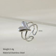 Dainty Silver Adjustable Heart Charm Ring JLTR0471