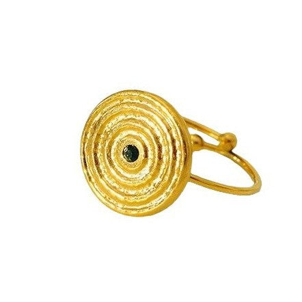 Textured Gold Spiral Ring with Green Stone JLTR0491
