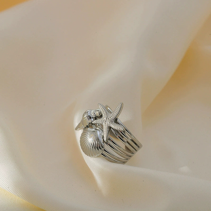 Seaside Charm Adjustable Silver Ring JLTR0496