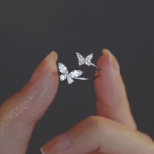 Dazzling Butterfly Open Silver Ring with Crystal Accents JLTR0499