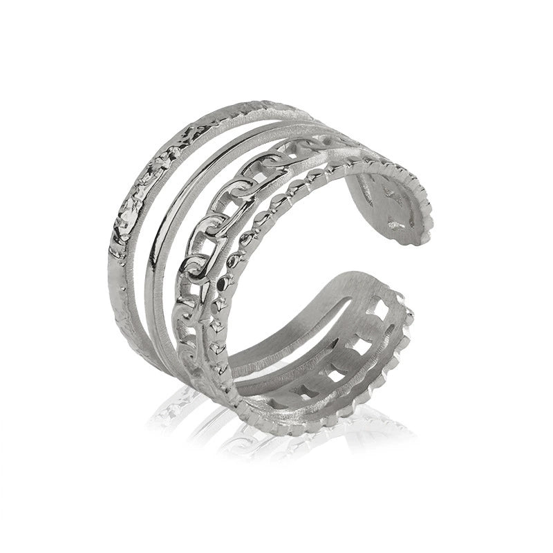 Cross-border new ins style chain four-layer titanium steel ring JLTR0508