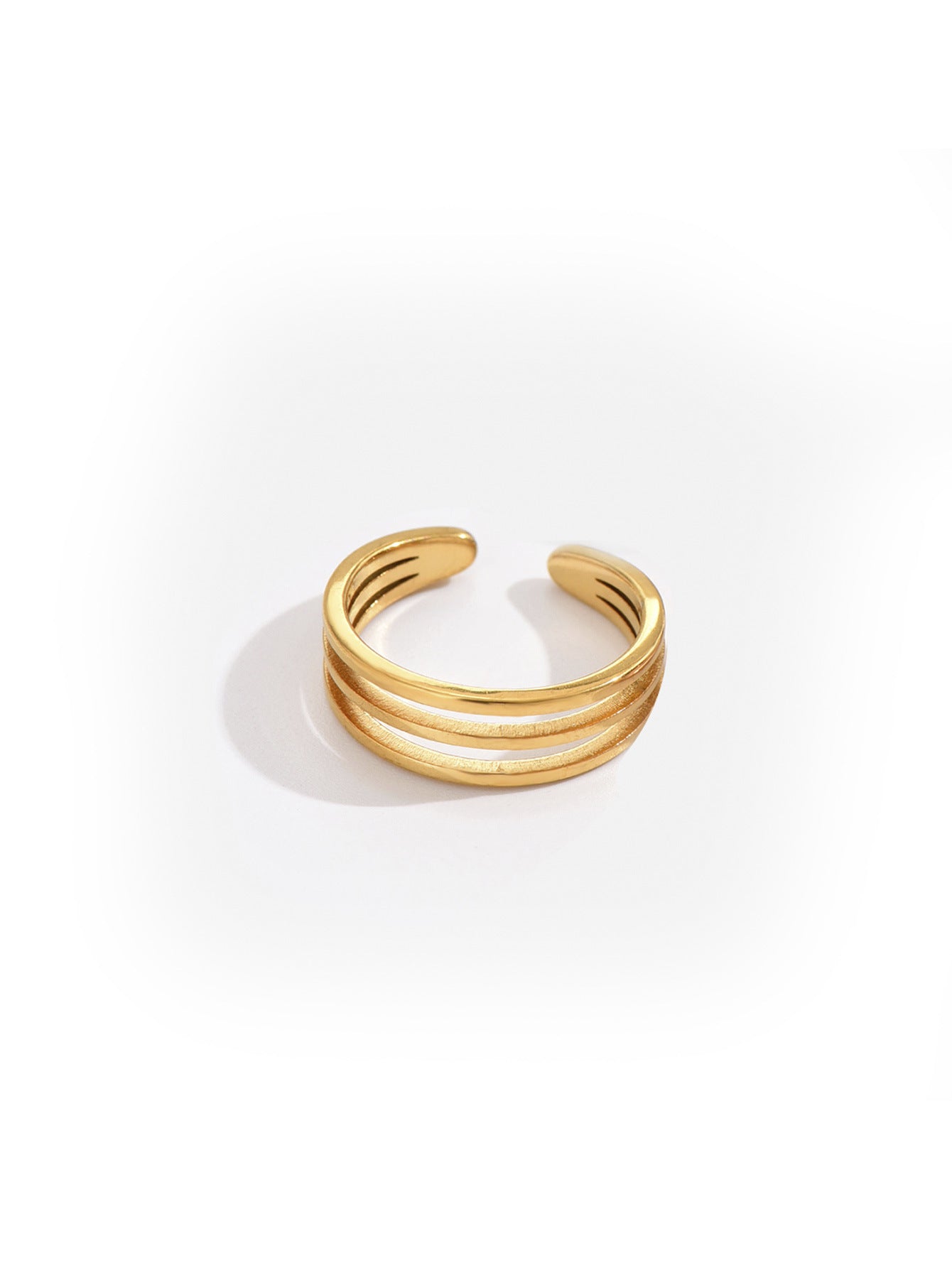 Minimal Triple Band Open Gold Rings JLTR0523