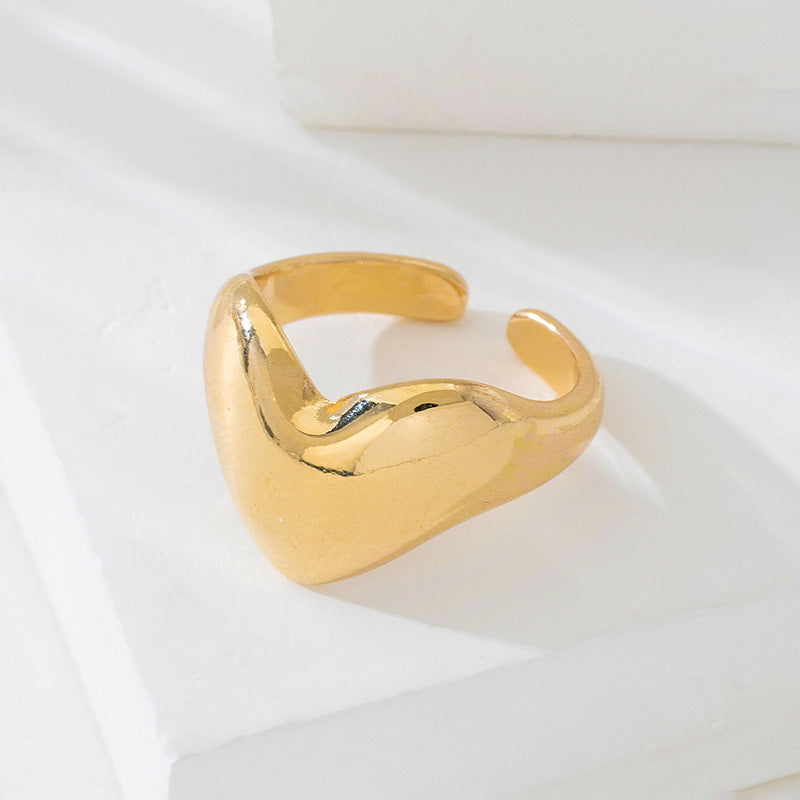 Golden Puff Heart Statement Ring JLTR0527