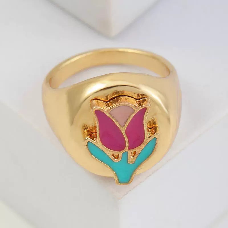Tulip Enamel Gold Ring JLTR0543