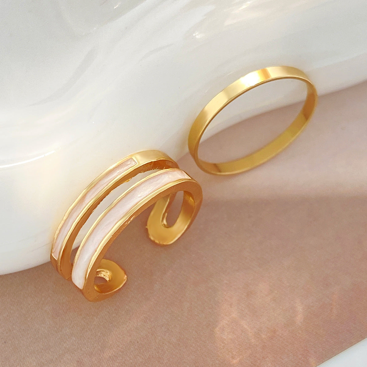 Gold Enamel Stack Ring Set JLTR0546