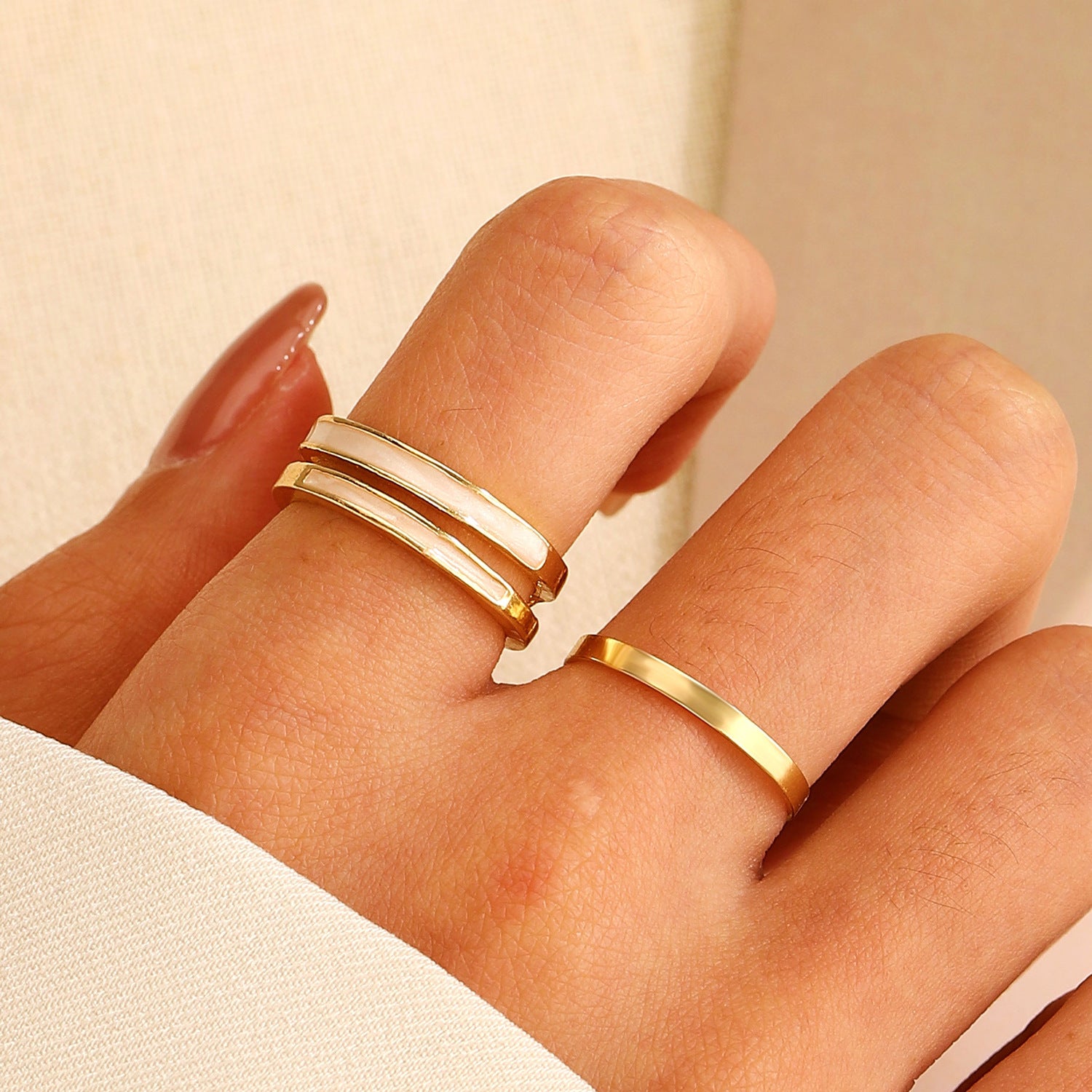 Gold Enamel Stack Ring Set JLTR0546