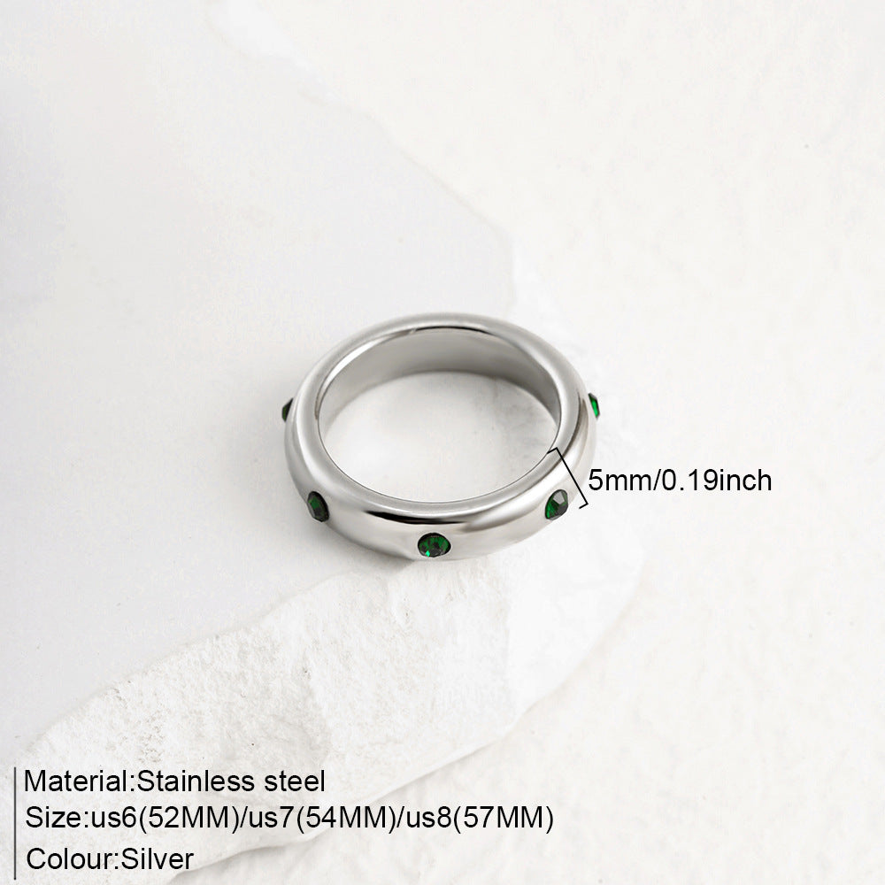 Sterling Silver Green rhinestone ring JLTR0582