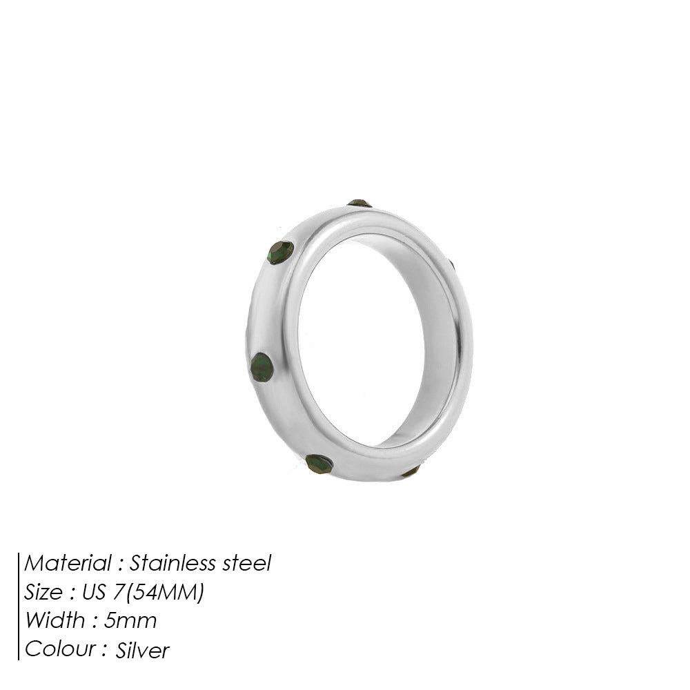 Sterling Silver Green rhinestone ring JLTR0582