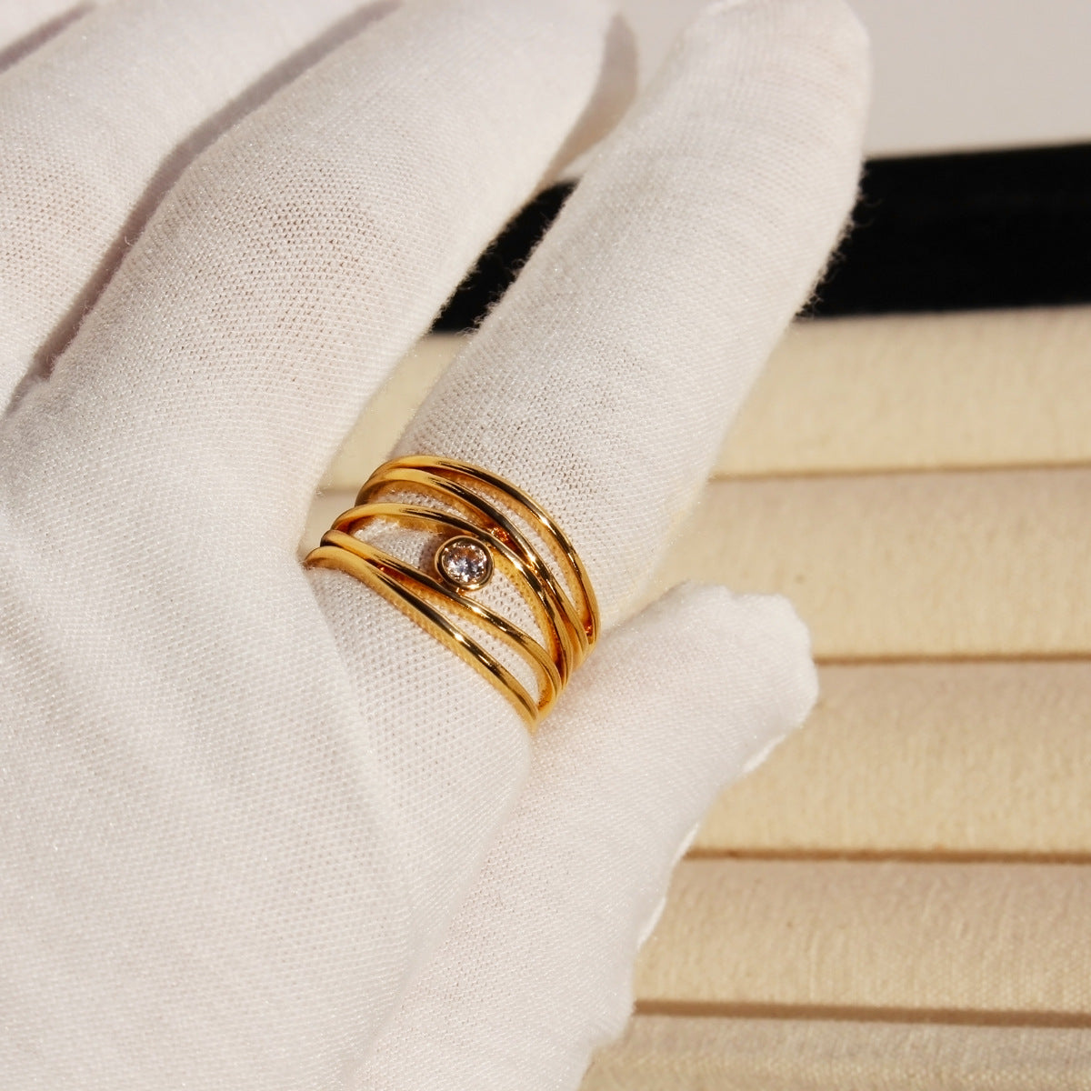 Fashion layered lines open multi-circle stacking ring JLTR0590