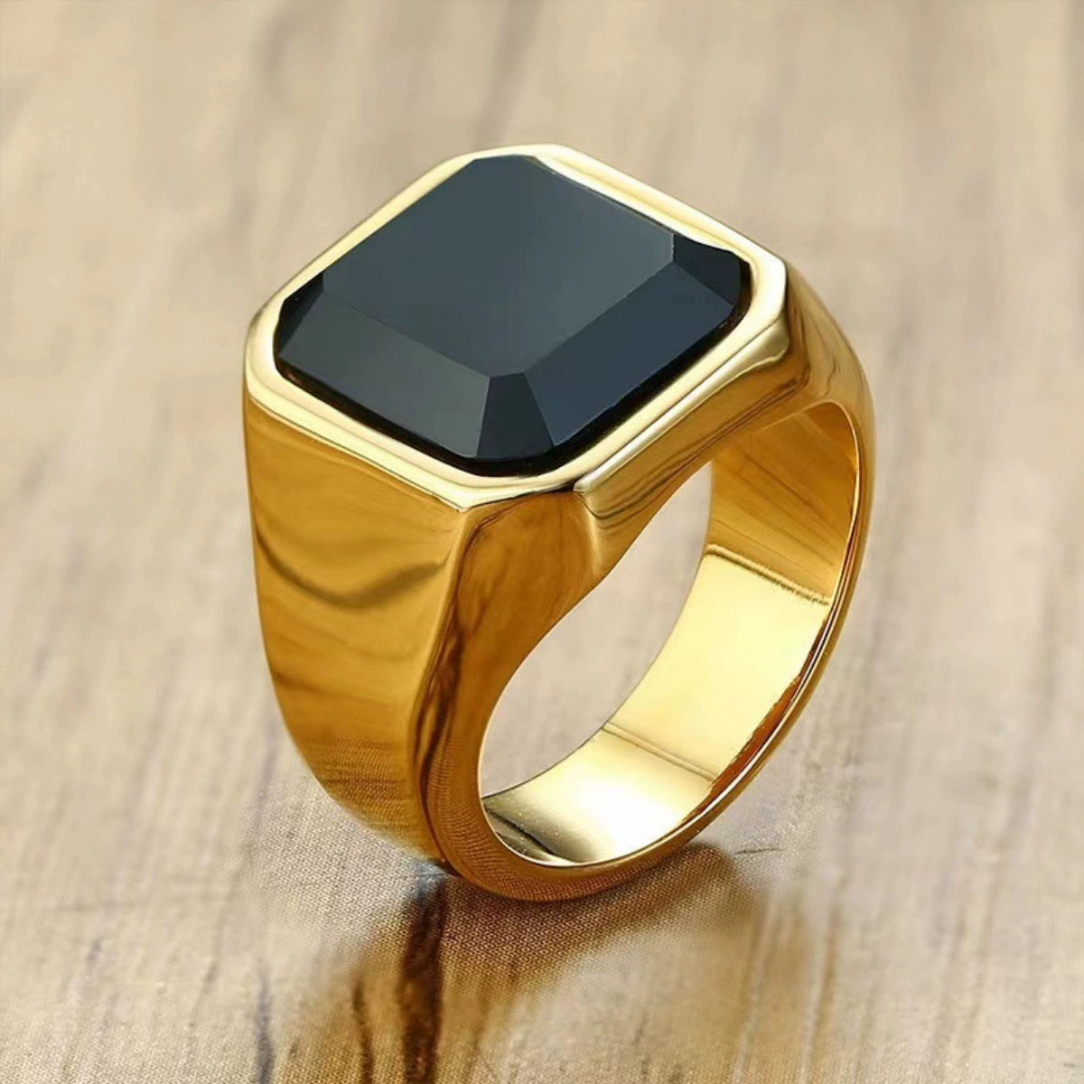 Statement Ring with Bold Black Rectangular Gemstone JLTR0611