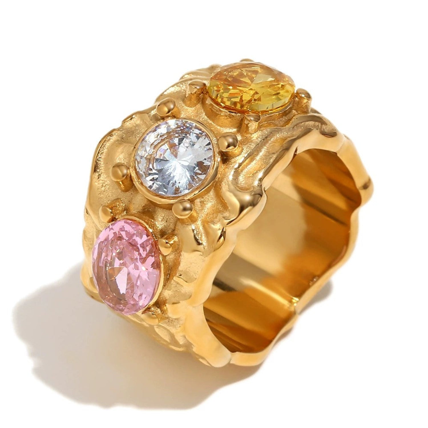 Molten Gold Textured Band Ring JLTR0626