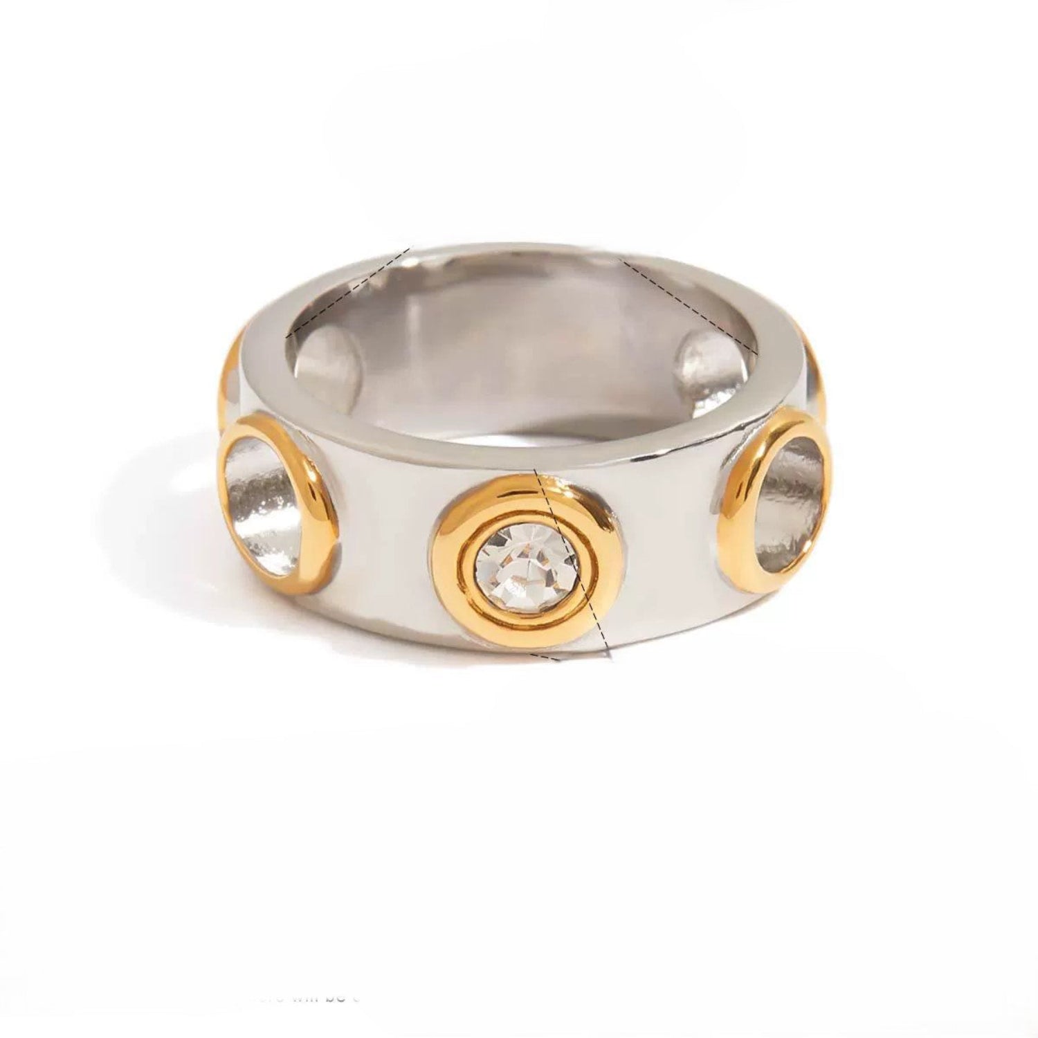 Dual Tone Stud Accent Band Ring JLTR0635