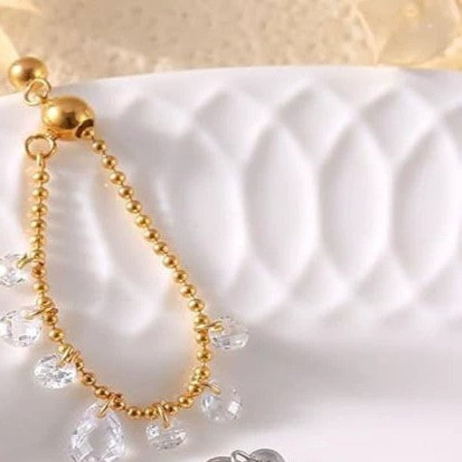 Crystal Drop Charm Gold Ring JLTR0639
