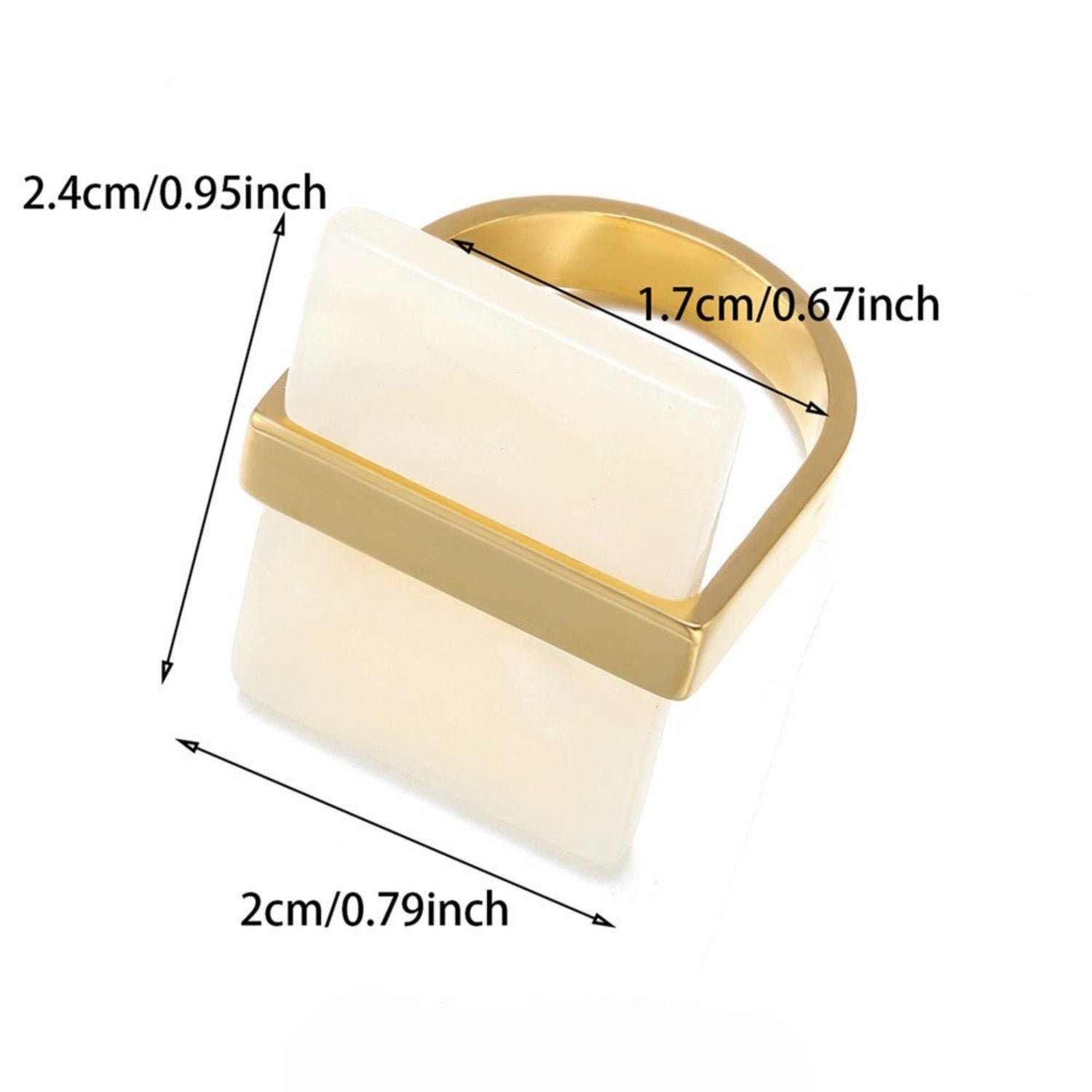 White Rectangular Shaped U Model Gold Rings JLTR0641