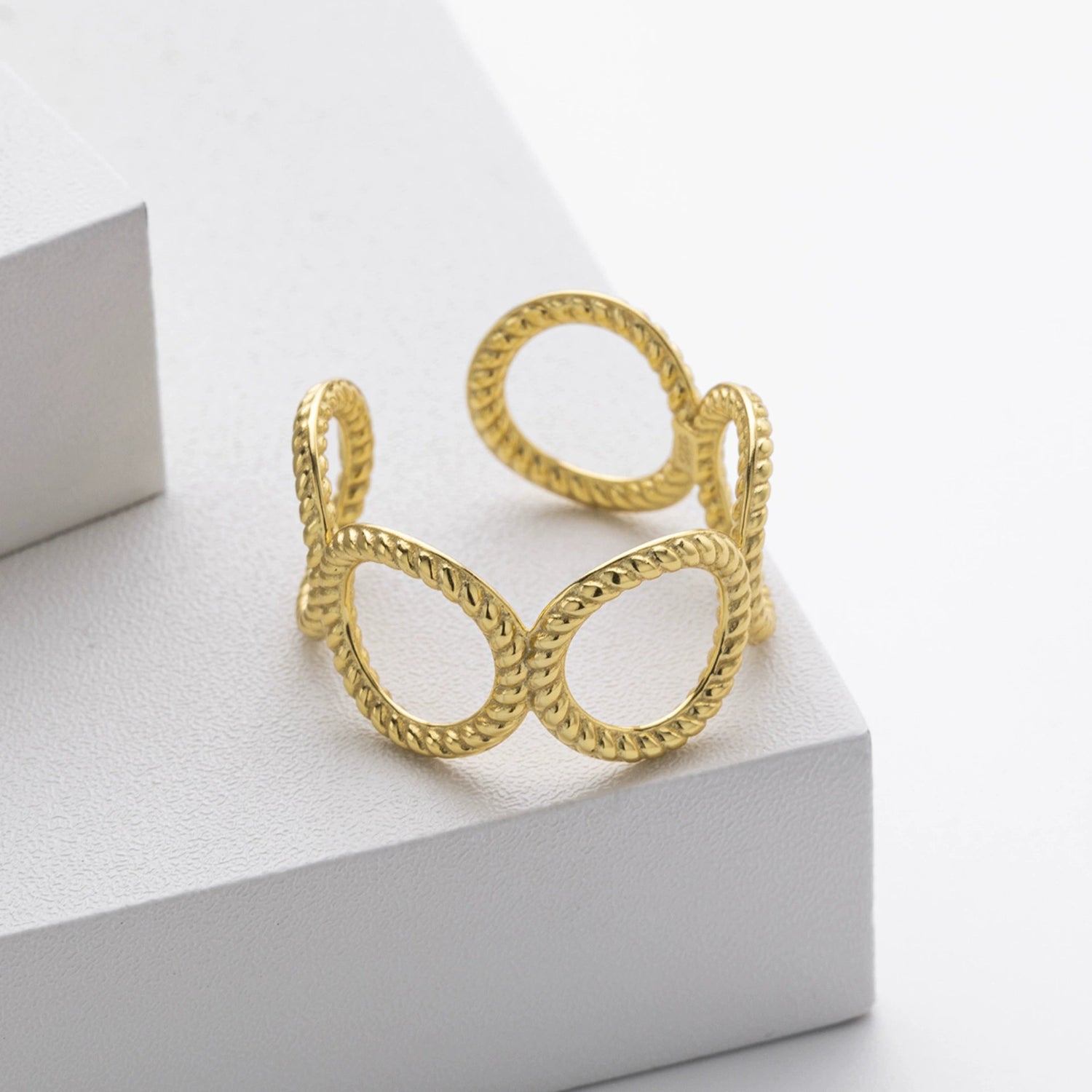 Gold Open Geometric Twist Ring JLTR0660