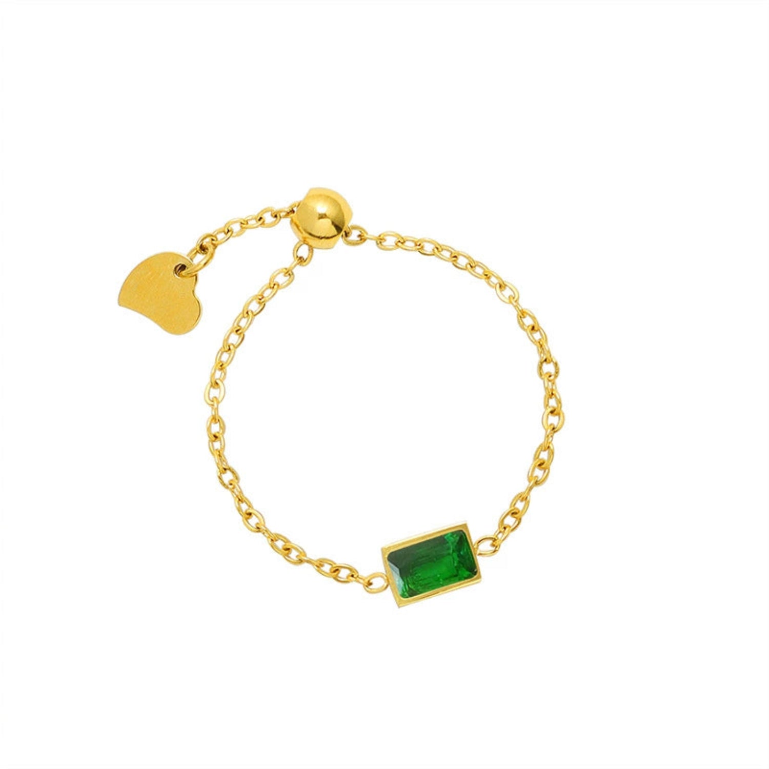 Emerald Green Adjustable Chain Ring JLTR0662