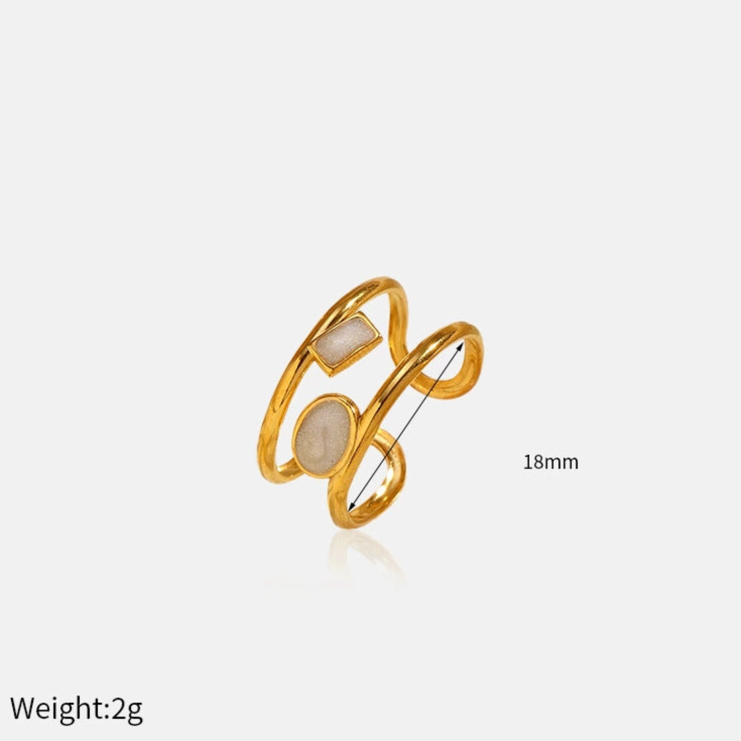 18k Gold Plated Dual-Band Inlaid Geometric Ring JLTR0665