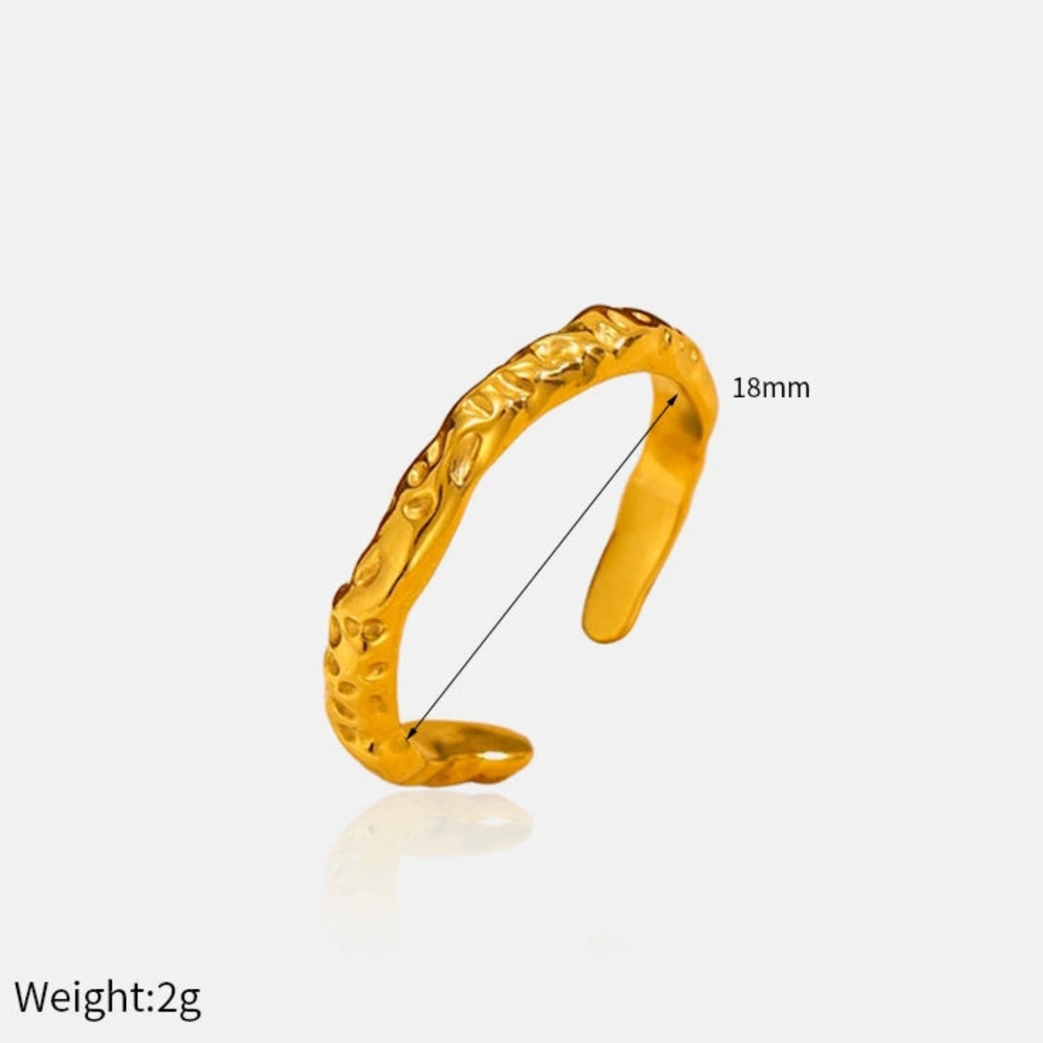 18k Gold Plated Slim Hammered Gold Adjustable Ring JLTR0667