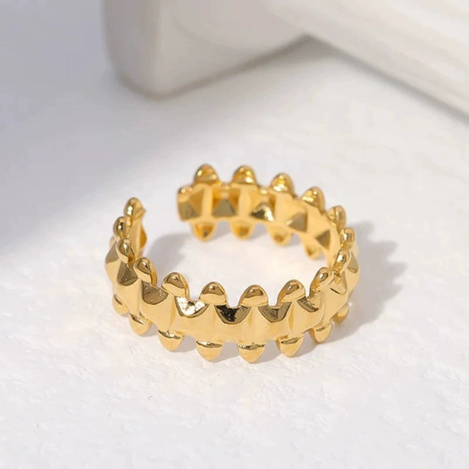 Gold Triple-Row Pyramid Stud Ring JLTR0670