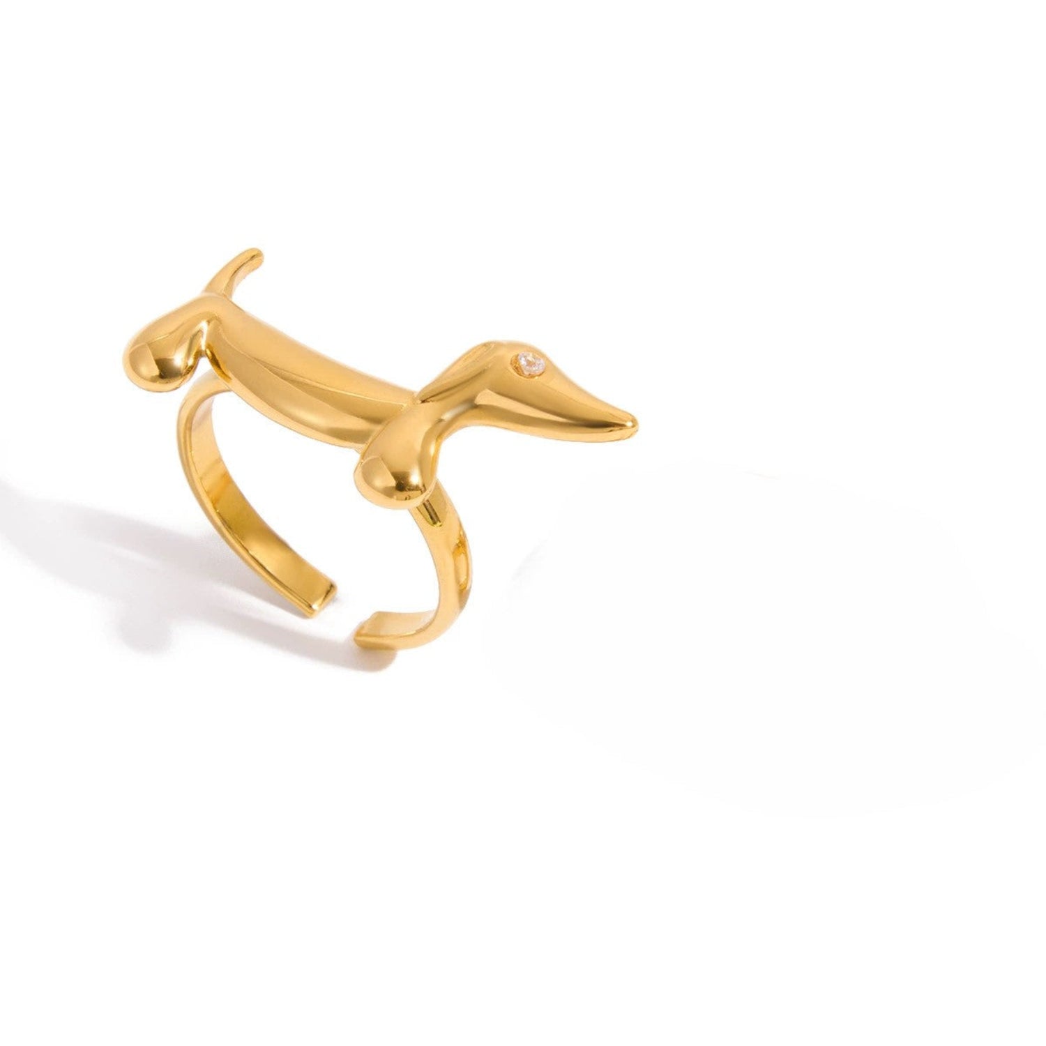 Gold Dachshund Dog Adjustable Ring JLTR0675