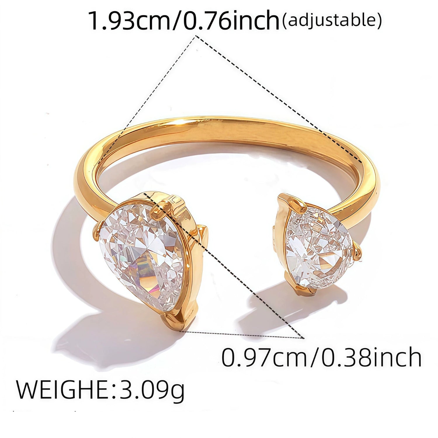 Gold Dual Pear Crystal Ring JLTR0678