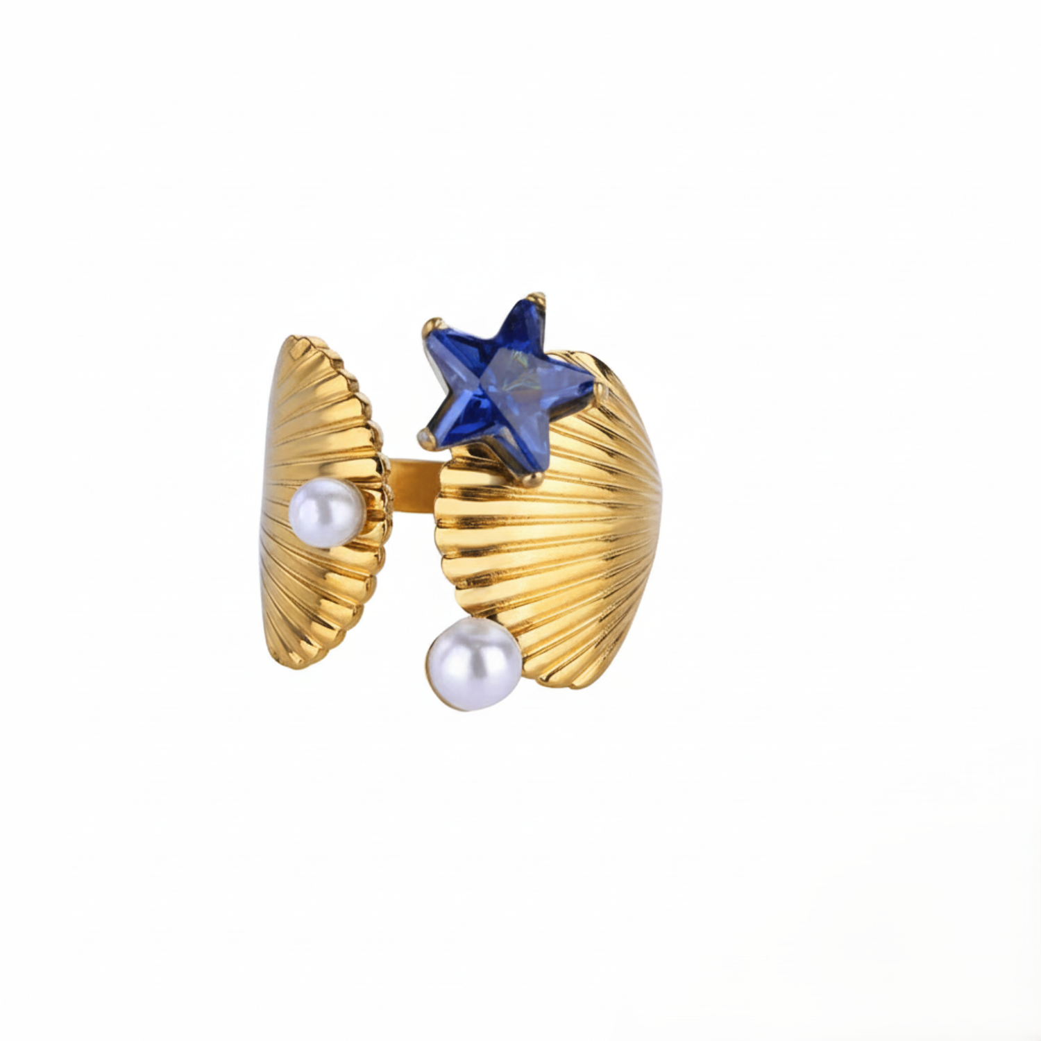 Blue Star Shell Wrap Ring JLTR0682