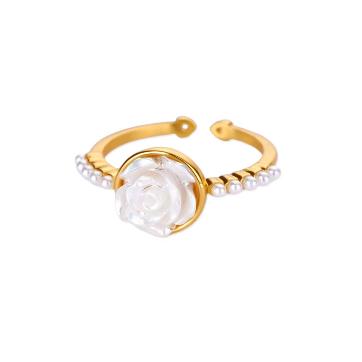 White Rose Pearl Gold Ring JLTR0685