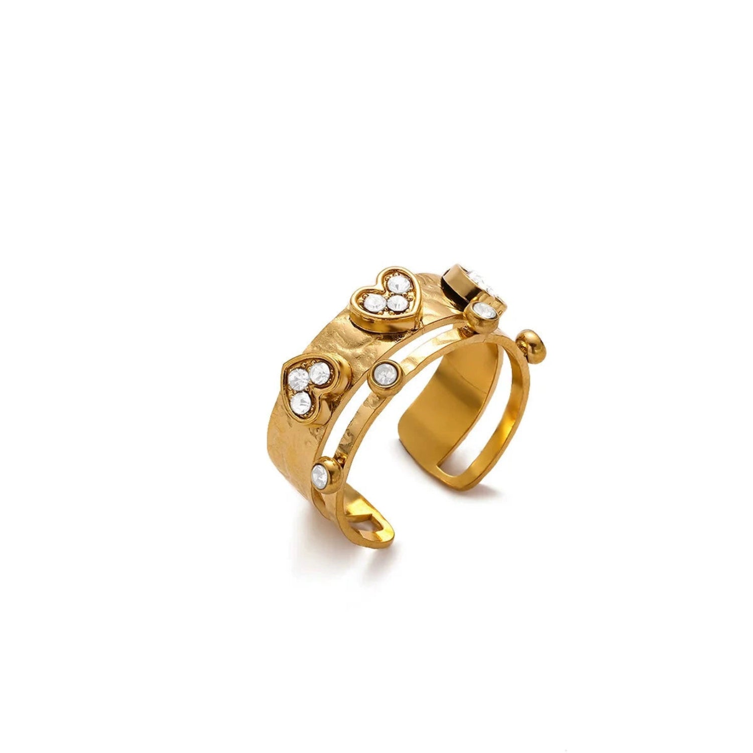 Crystal Heart Gold Textured Ring JLTR0693