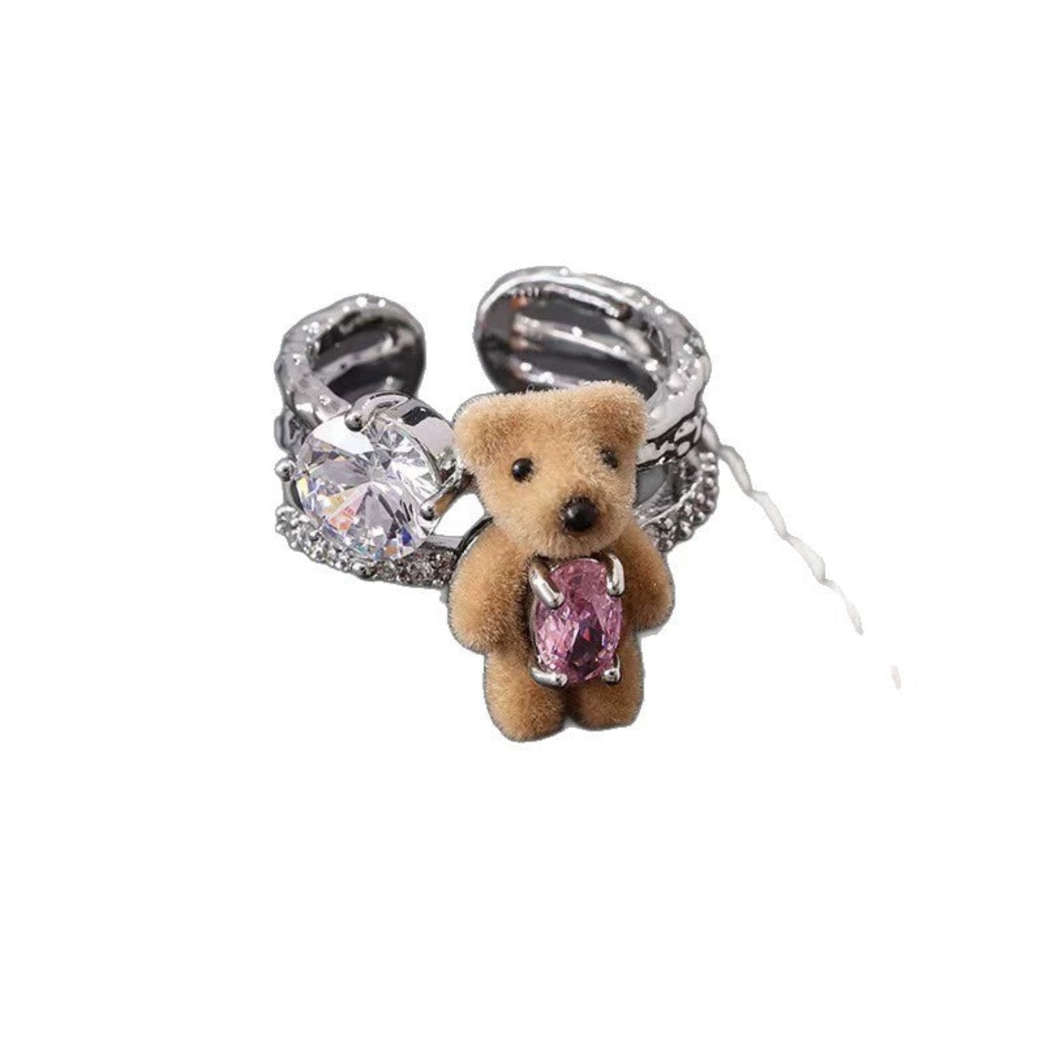 Fluffy Teddy Bear Crystal Ring JLTR0701